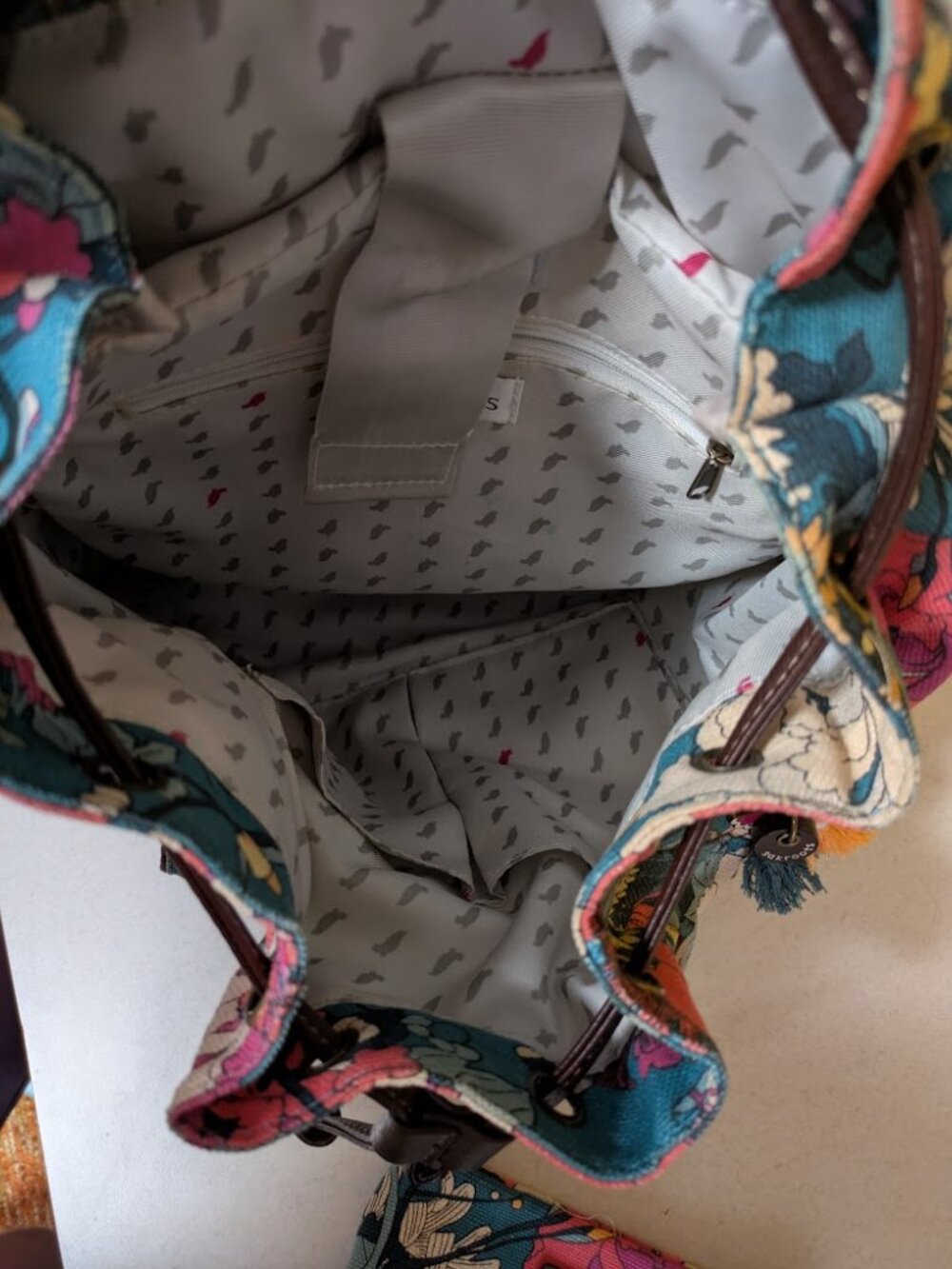 Floral Sakroots Drawstring Flap Backpack and Pouch - Picture 3 of 7